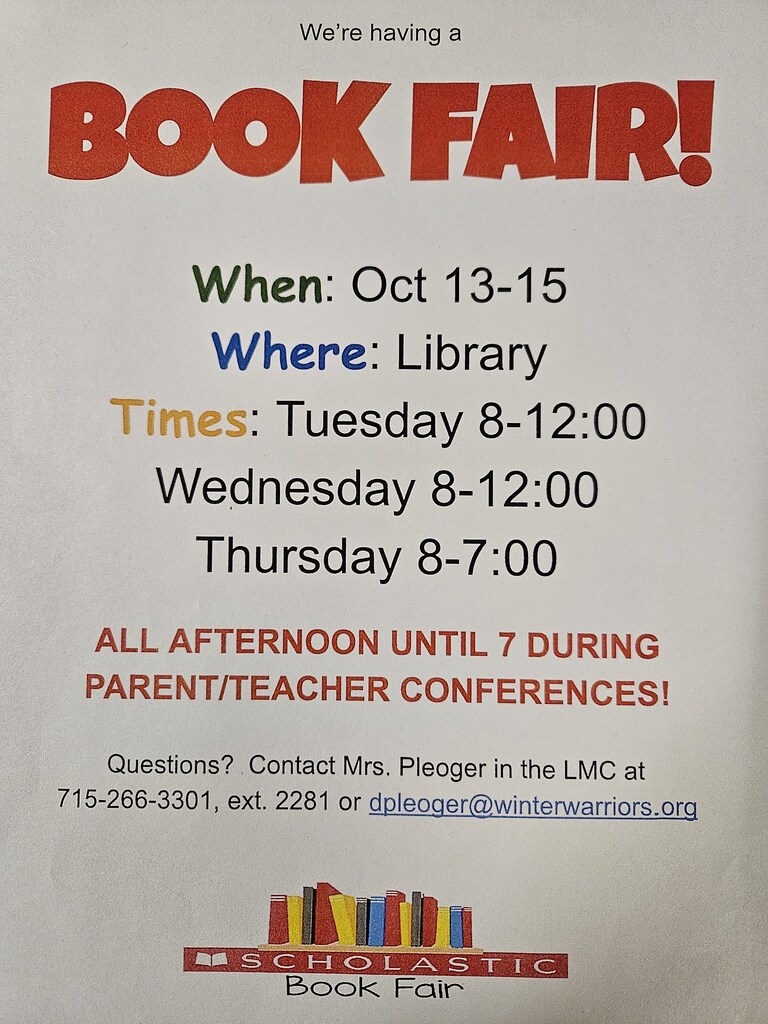 WSD Scholastic Book Fair Flyer