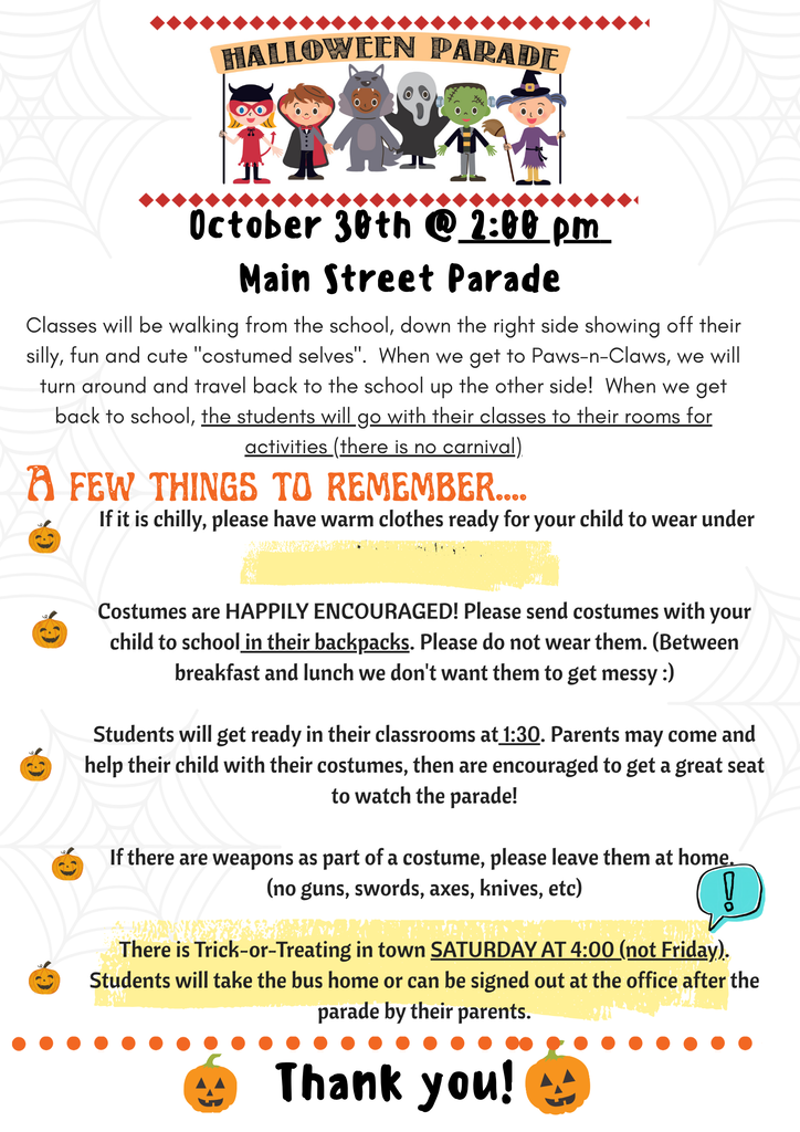 Updated Halloween Events Information