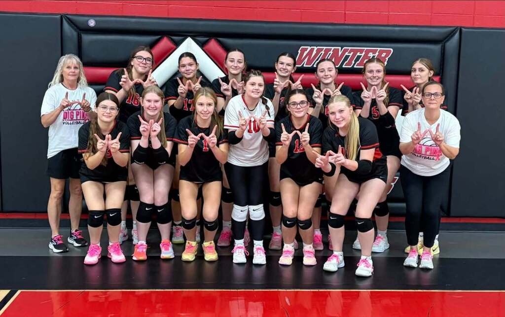 Winter Volleyball Ladies Celebrate Another Win!