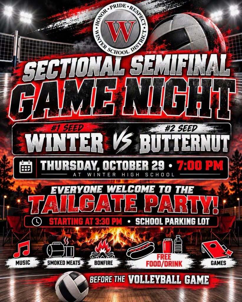 Volleyball Sectionals Thursday, October 29th in WINTER!