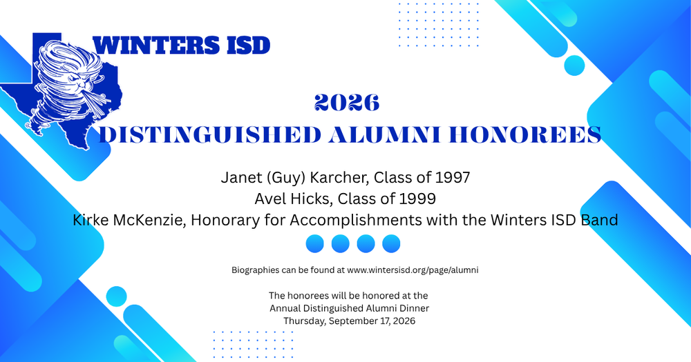 Winters ISD Announces Distinguished Alumni Honorees