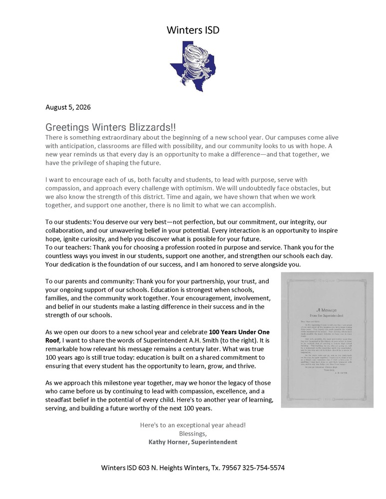 2026 Welcome Letter