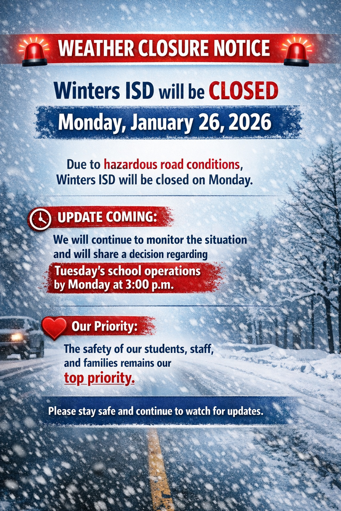 Winters ISD Weather Update