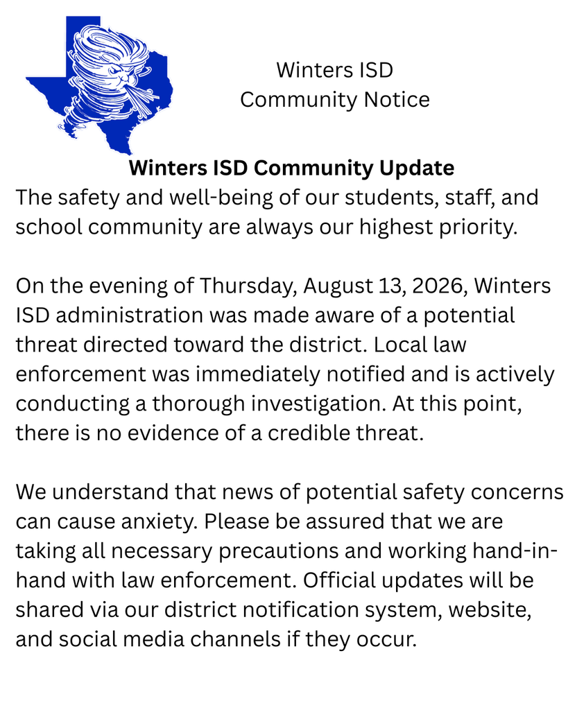 WISD Community Notice
