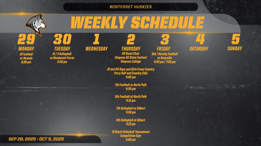 Husky Weekly Schedule
