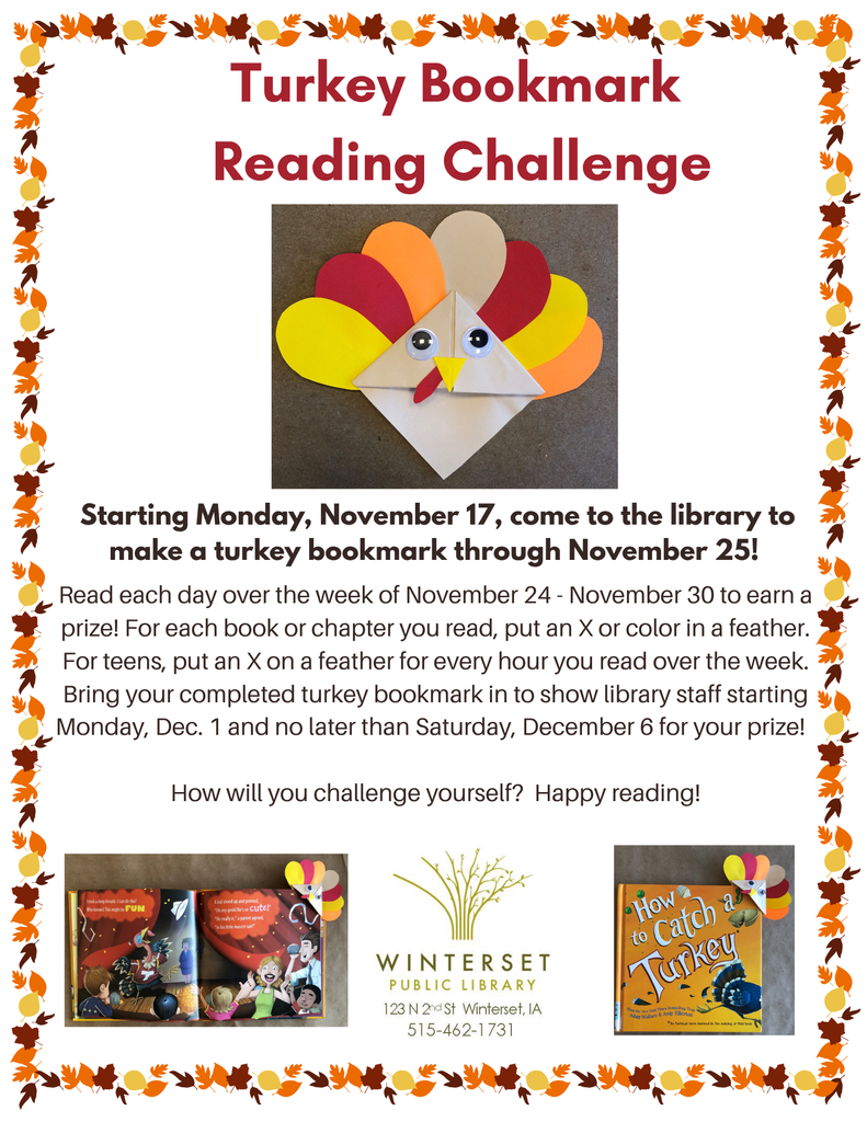 Turkey Bookmark Reading Challenge 