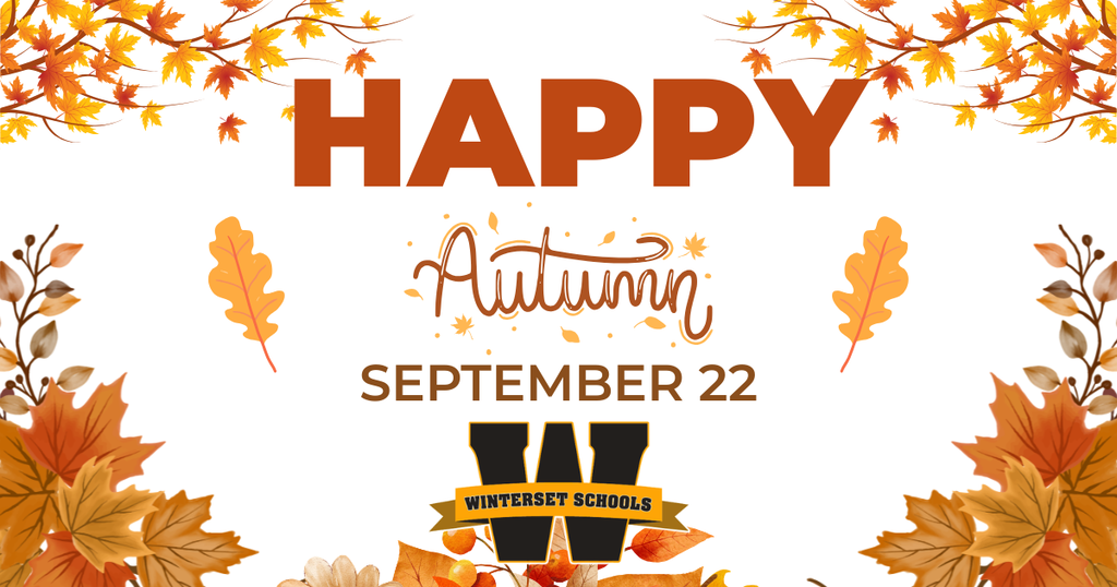 An autumn-themed banner with "Happy Autumn" in bold, red text. Date: September 22. Decorated with autumn leaves.