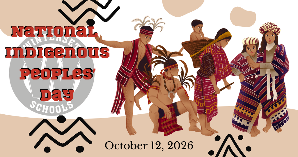 A poster features a group of individuals dressed in traditional attire, one kneeling, another sitting, and three standing.
