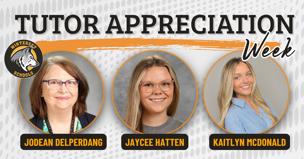 Three women, all smiling, are featured. The top label reads "TUTOR APPRECIATION WEEK" with the text "MUSTERZ" below.