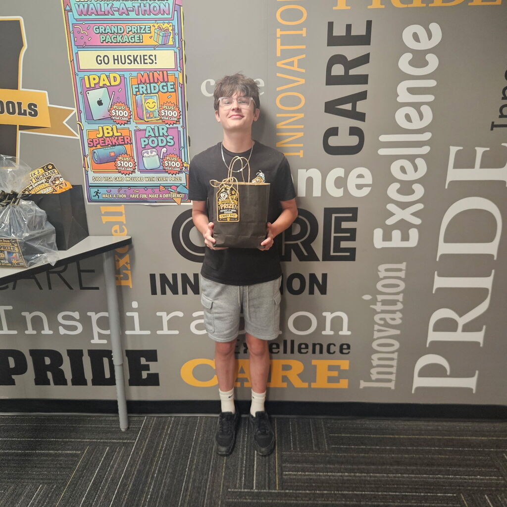 Landon T. Week one prize winner for the Best JH in Iowa Walk-A-Thon
