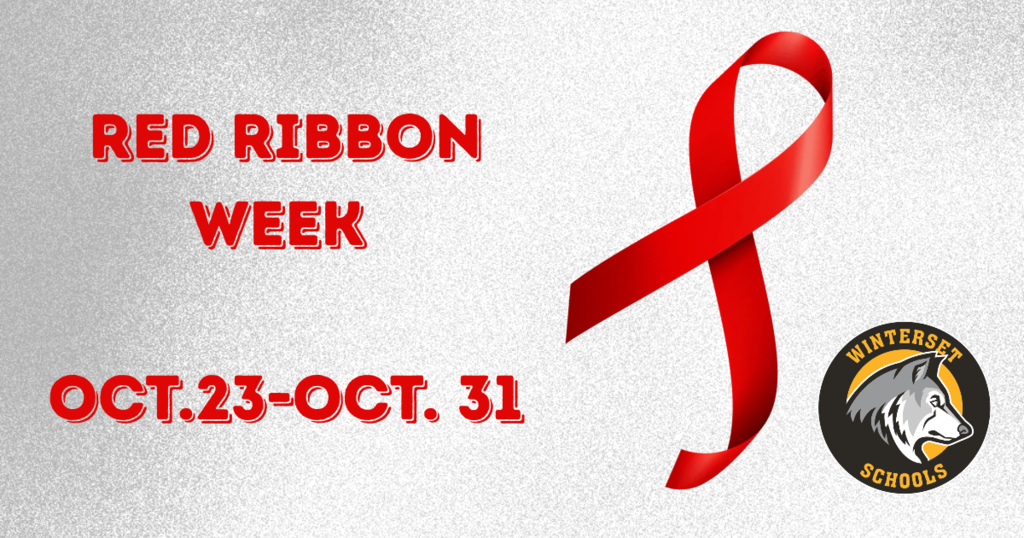 Red ribbon graphic and gray background with text reading "Red Ribbon Week OCT.23-OCT.31" and a logo.