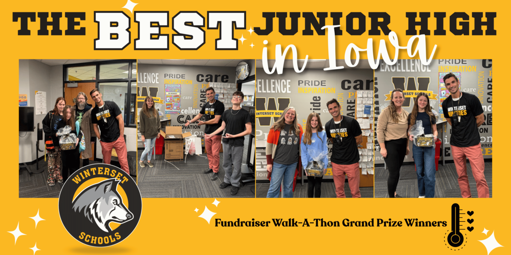 Yellow background with text. Collage of students in different poses. Some hold trophies, others wear school uniforms.