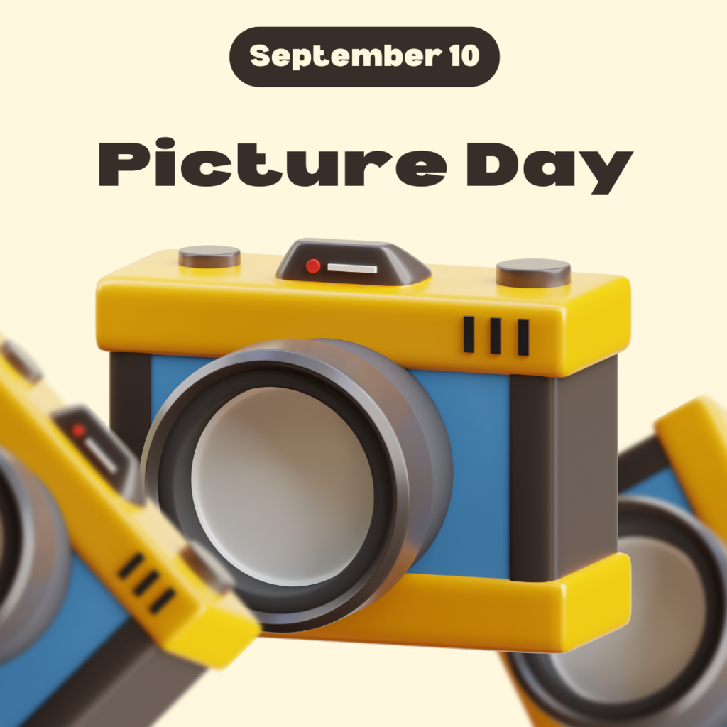 Picture Day September 10 graphic with cameras