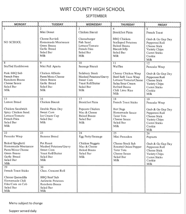 September Menu