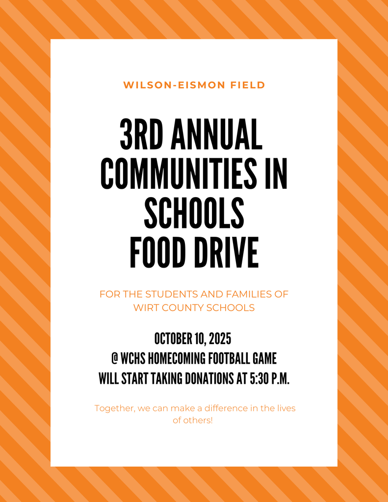Image with information about a community food drive on October 10 at Homecoming game