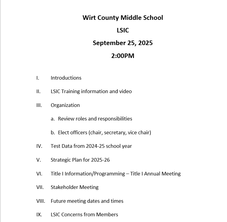 LSIC Agenda