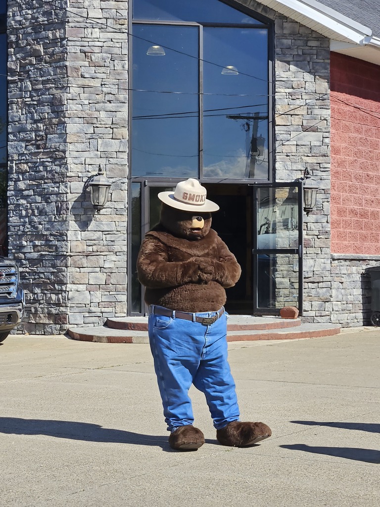 Smokey Bear in front of the Wirt County Fire Department