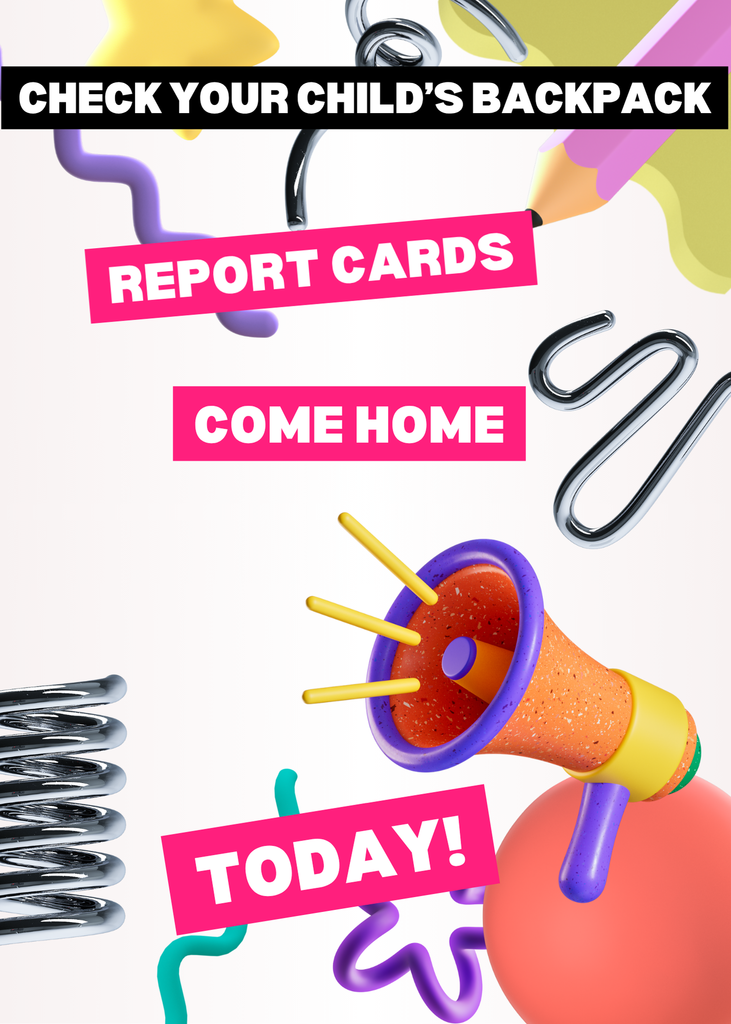 Image announcing that report cards come home today, October 17, 2025