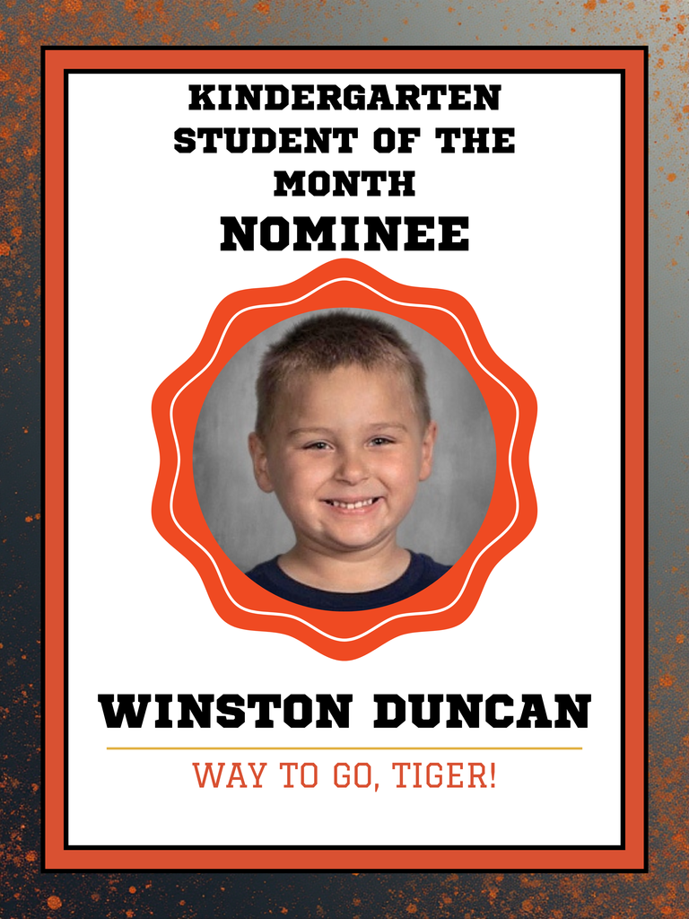 Winston Duncan nominated student of the month for October