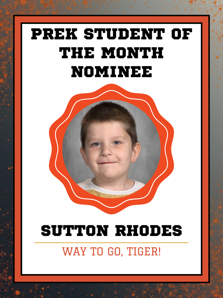 Sutton Rhodes Nominee for Student of the Month