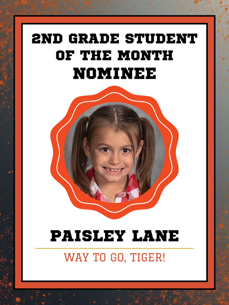 Paisley Lane Nominee for Student of the Month