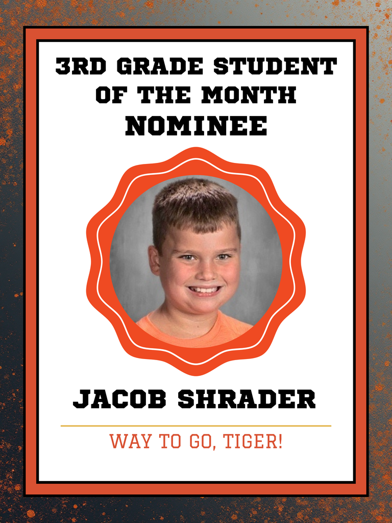 Jacob Shrader Nominee for Students of the Month