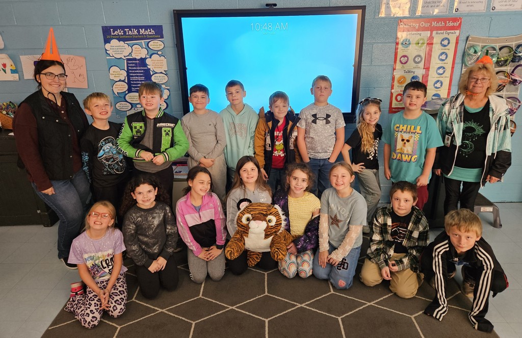 Mrs. Roberts' class with the Attendance Tiger
