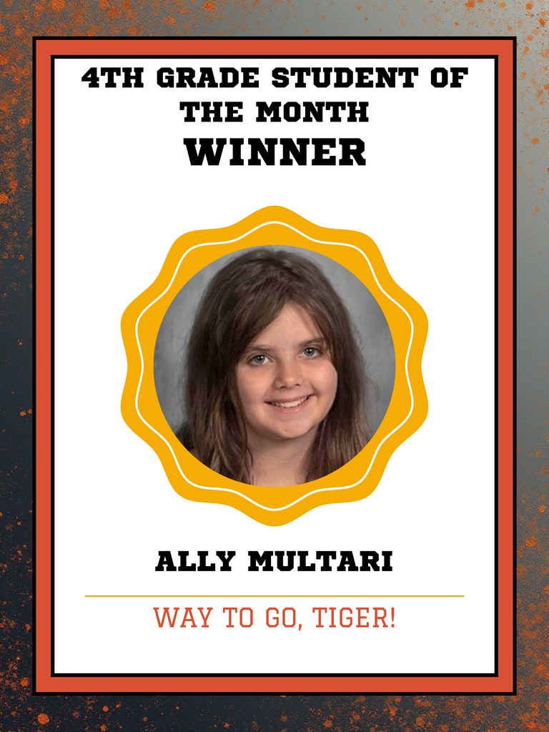 Photo of Ally Multari 4th Grade Student of the Month of December