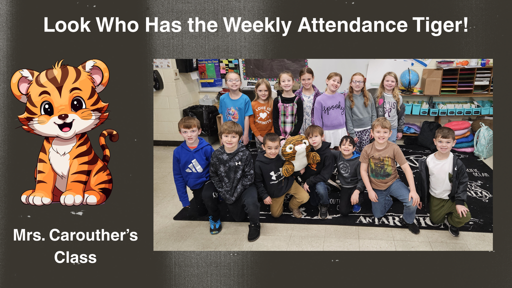 Photo of Mrs. Carouther's class with the Attendance Tiger