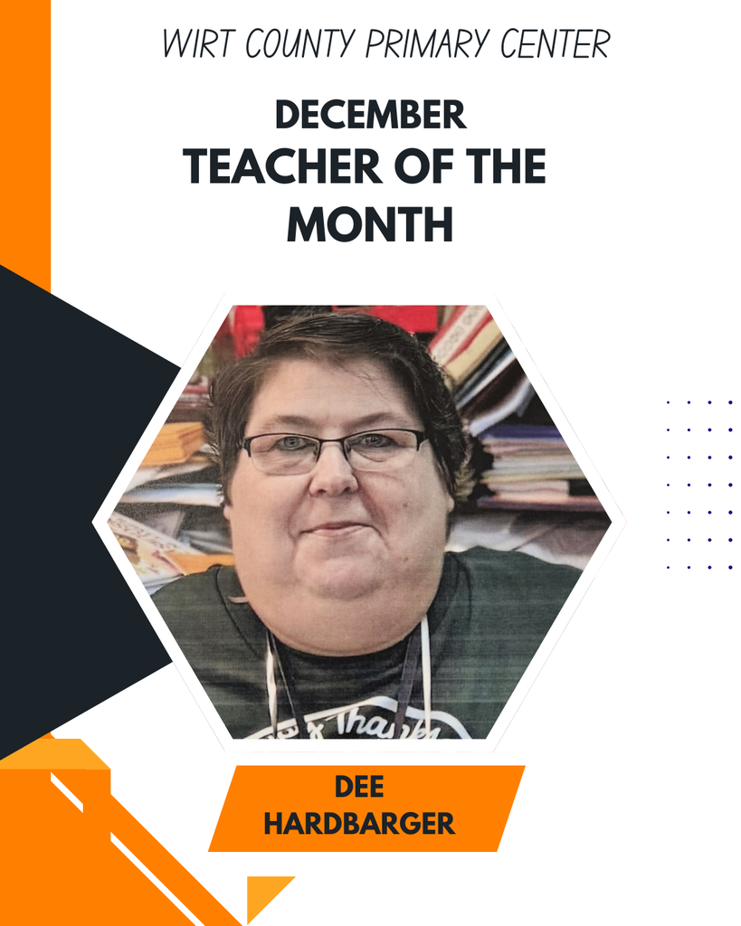 Graphic with photo of Dee Hardbarger as December Teacher of the Month