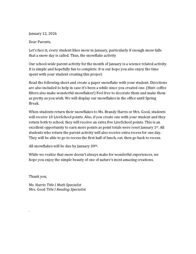 Snowflake parent involvement 2