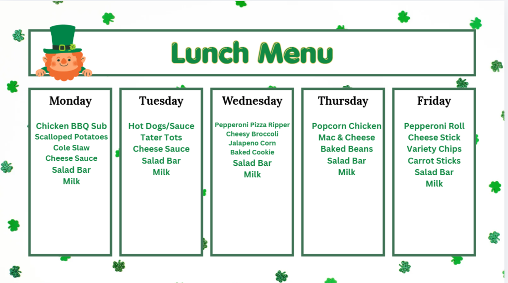 Lunch menu