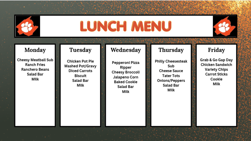 Lunch menu