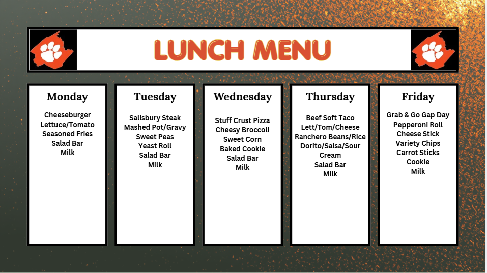 Lunch menu