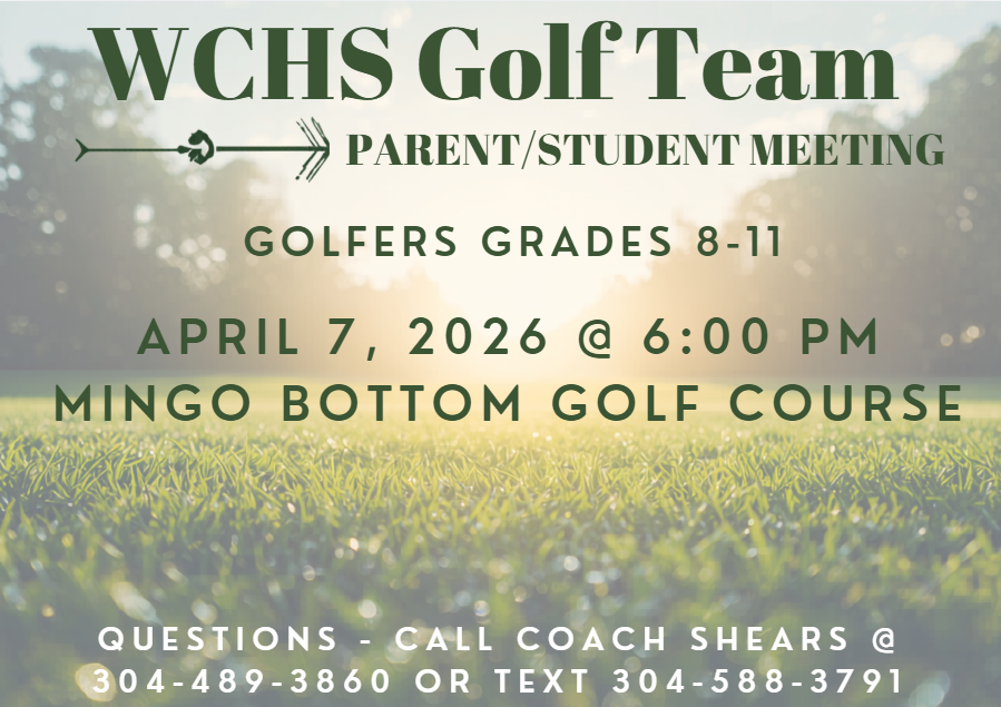 Golf Team Meeting tonight at 6:00 pm @ Mingo Bottom Golf Course