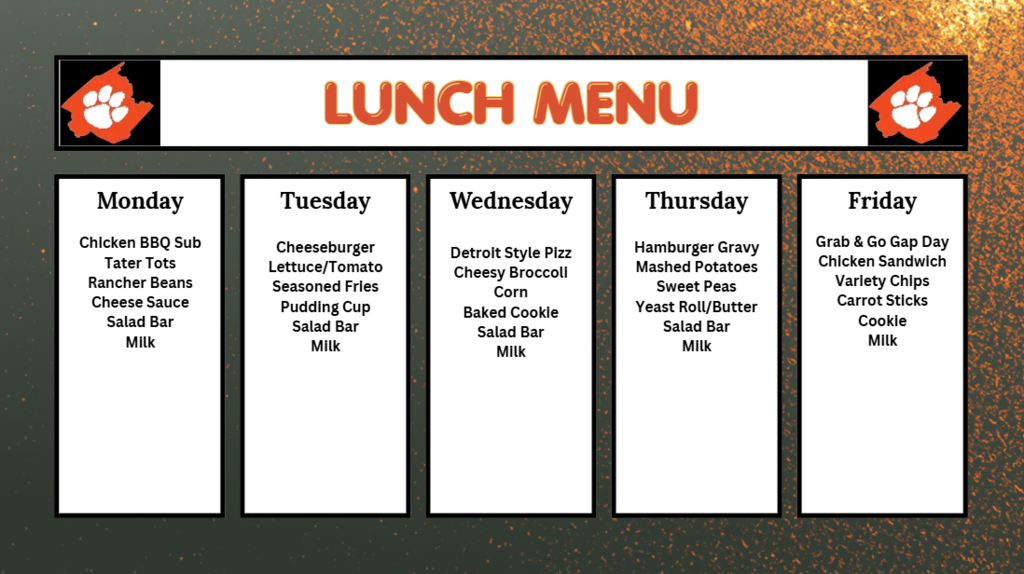 Lunch menu