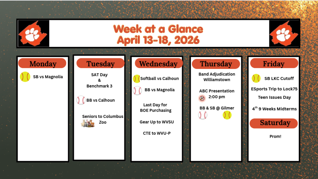 April 13 Week at a Glance