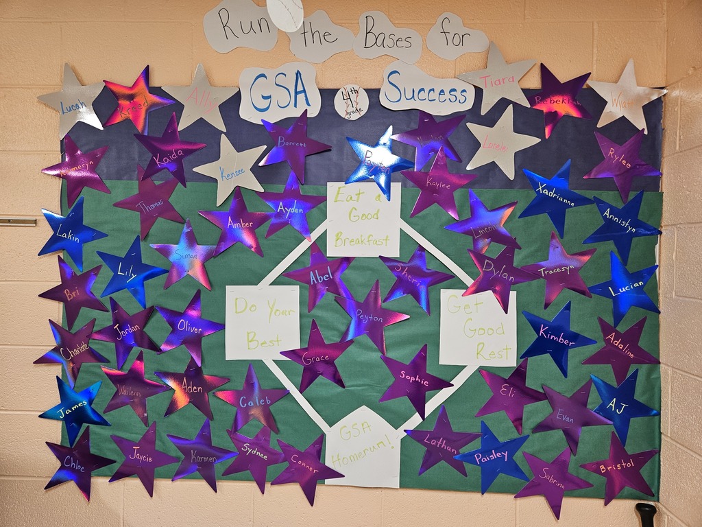 Hallway bulletin boards and classroom doors decorated with a baseball theme, featuring colorful signs, student names, and encouraging test‑taking messages such as “Cover Your Bases,” “Swing for the Fences,” and “Knock It Out of the Park” to motivate students for upcoming assessments.