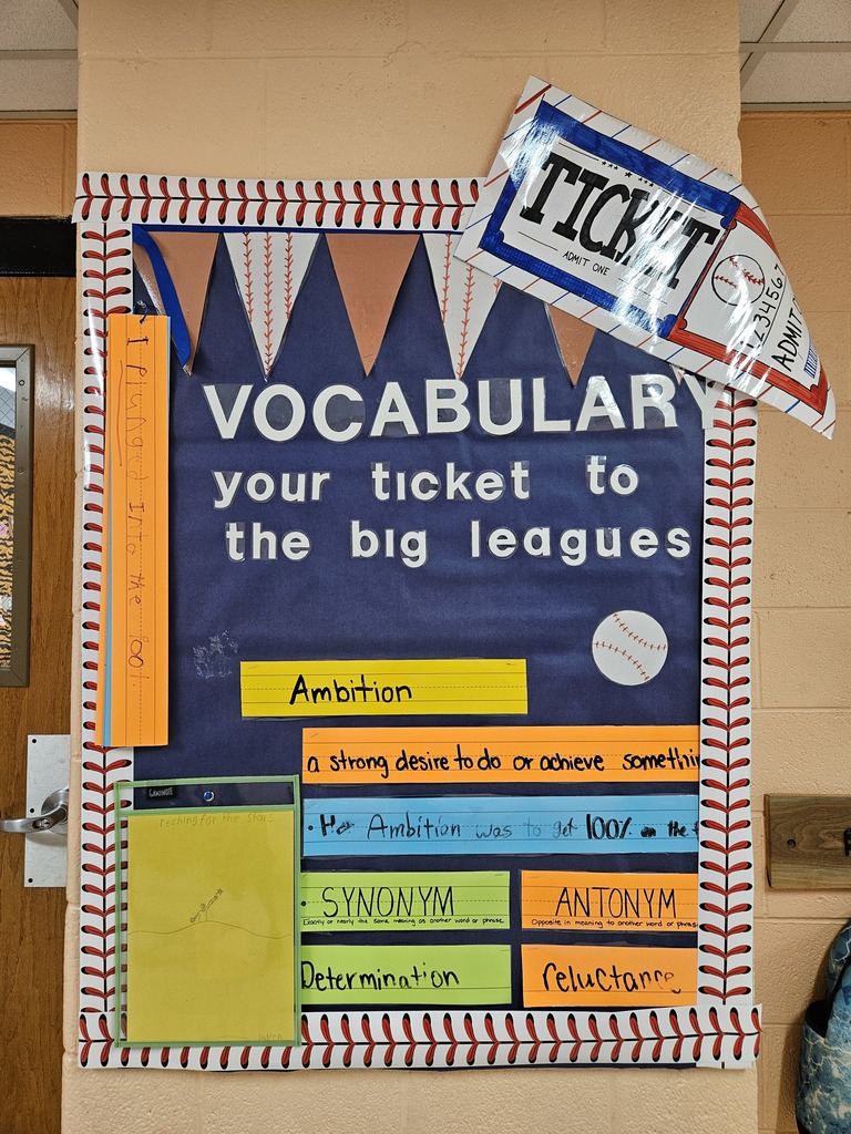 Hallway bulletin boards and classroom doors decorated with a baseball theme, featuring colorful signs, student names, and encouraging test‑taking messages such as “Cover Your Bases,” “Swing for the Fences,” and “Knock It Out of the Park” to motivate students for upcoming assessments.