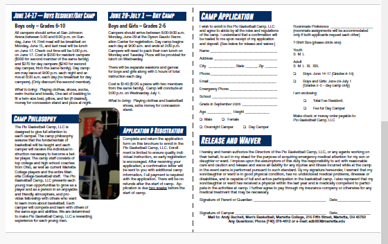 Marietta BB Camp flyer