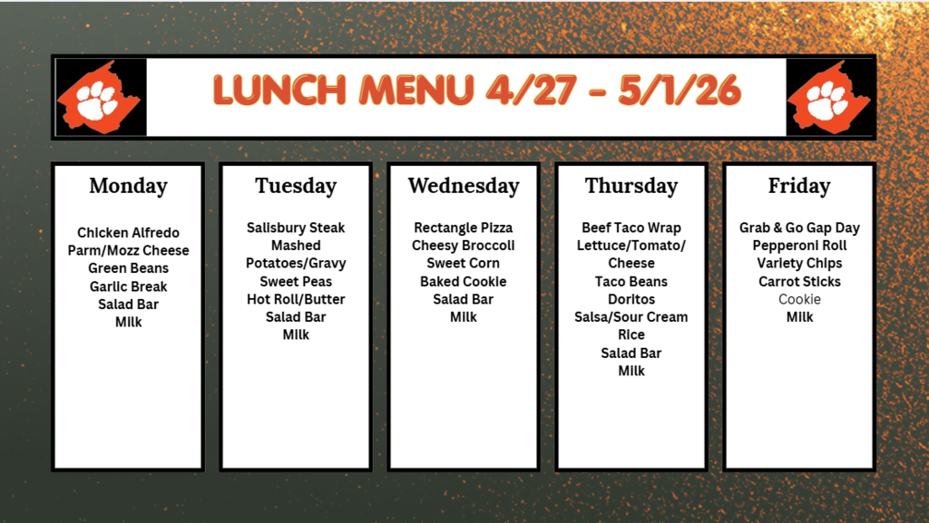 Lunch Menu May 4