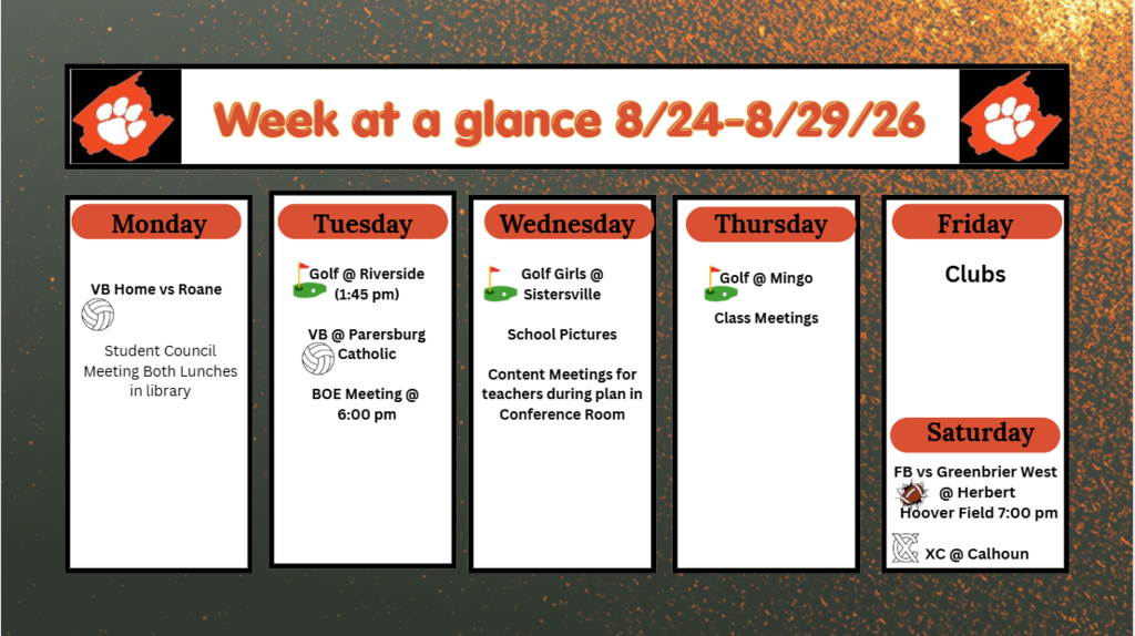 Weekly Events 8/24 - 8/29 - 26