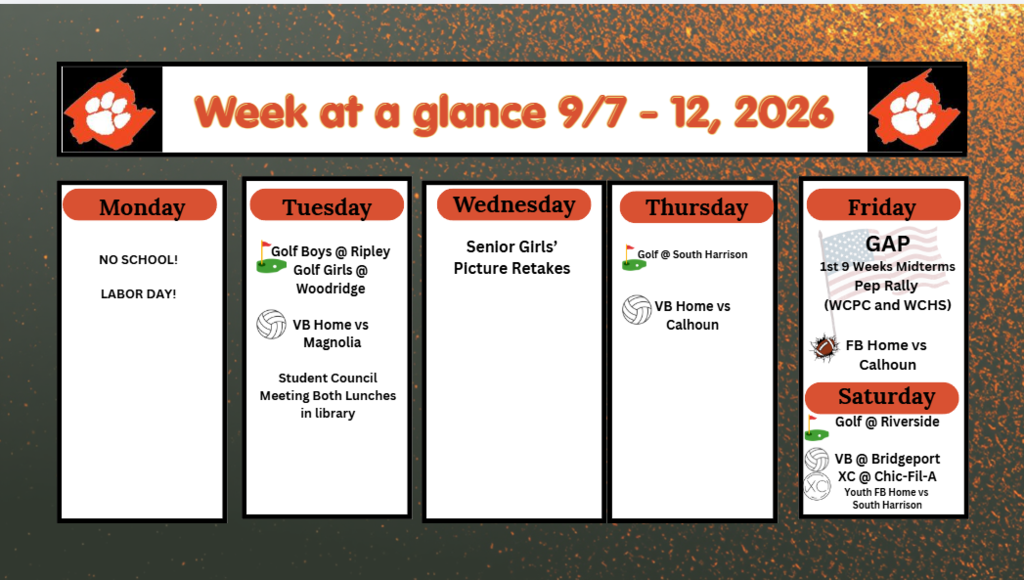 WCHS Events Week of 9 11
