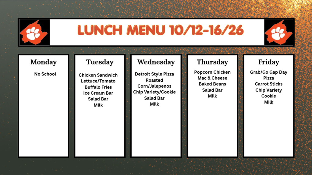 Lunch Menu 10/12