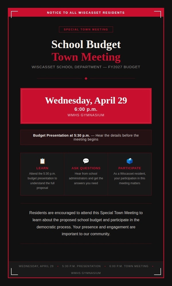 School budget meeting information