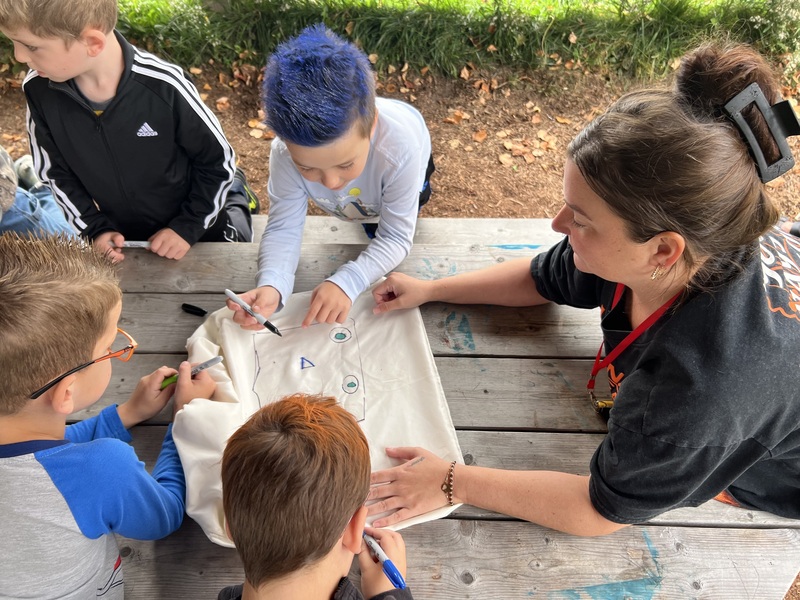 students making scarecrows