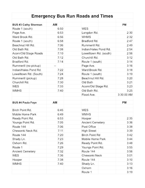 Temporary Bus Run Change