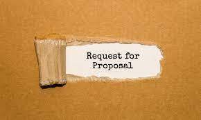 Envelope with part of it pulled back to reveal the words, Request for Proposal.