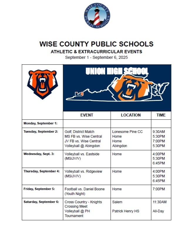Union High Weekly Schedule