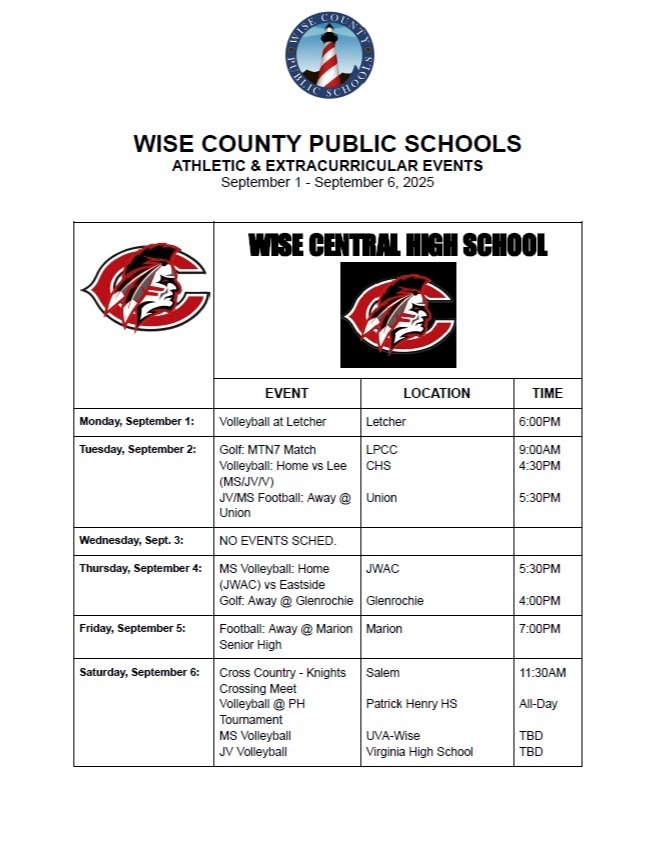 Central High Weekly Schedule